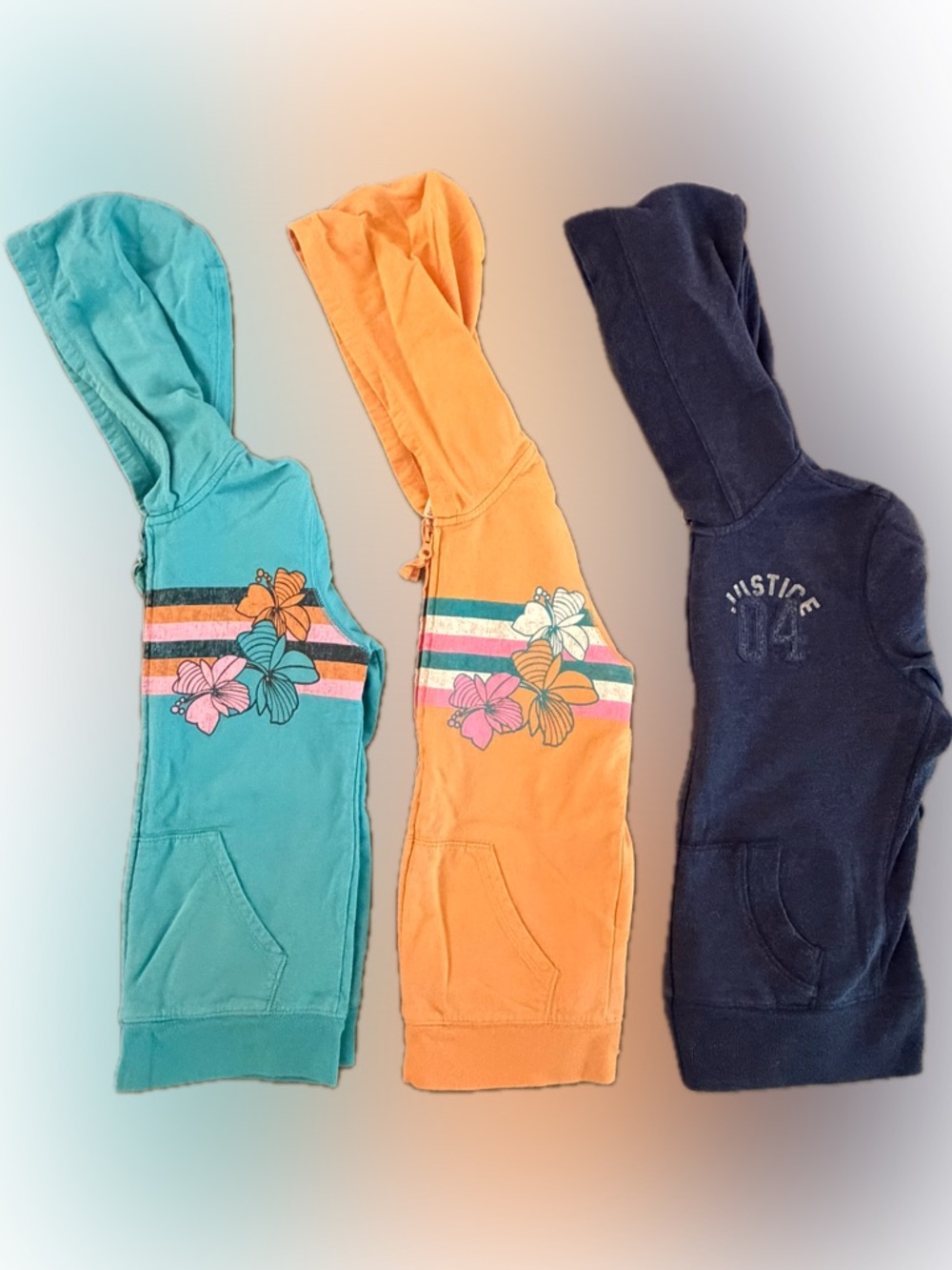Set of 3 Old Navy & Justice Girls Hoodie Jackets~ Size Girls 10/12